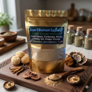 Super Six Mushroom Powder Cordyceps, Lion's Mane, Shiitake, Reishi, Chaga, and Turkey Tail