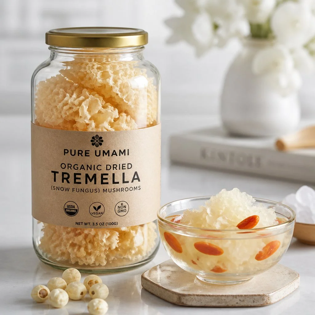 Whole Dried Tremella Mushroom Snow Fungus Skin Soup Tremella Fuciformis Vegan Collagen Alternative